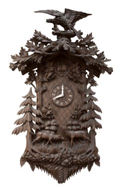 Traditional wooden cuckoo clock clipart