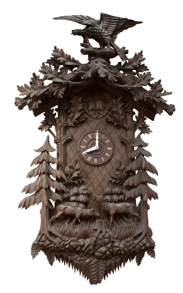 Tradycyjny drewniany zegar z kukułką — Zdjęcie stockowe