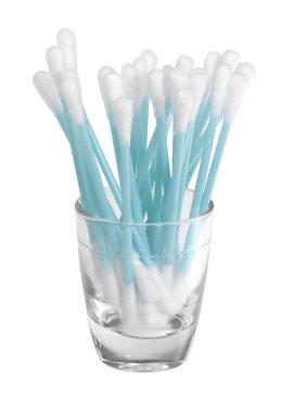 Cotton swabs in a glass clipart