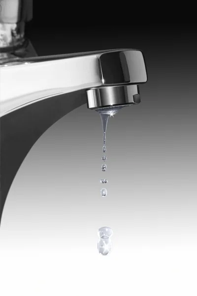 Dripping faucet and water drops — Stock Photo, Image