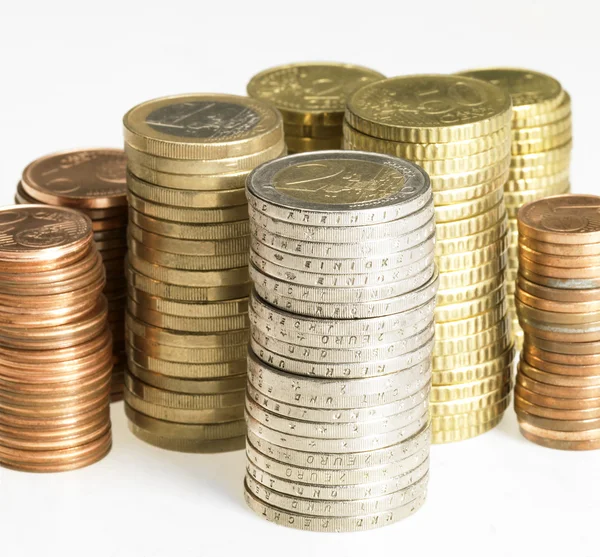 Monete in euro accatastate — Foto Stock