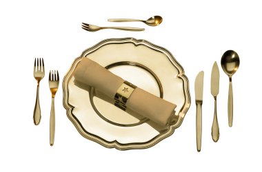 Golden place setting clipart