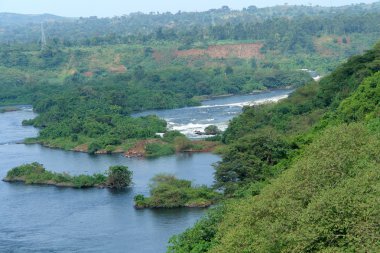 Aerial view around Bujagali Falls in Africa clipart