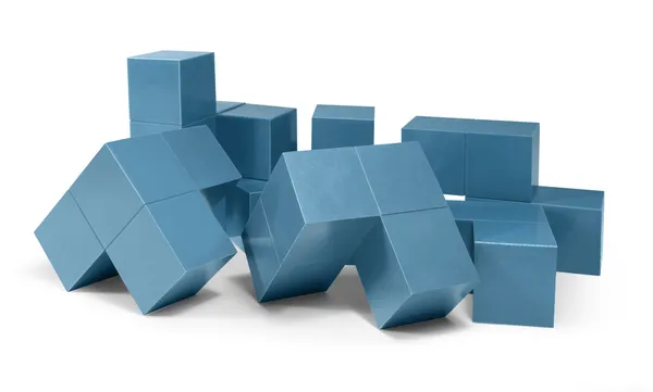 Голубые кубические объекты — стоковое фото