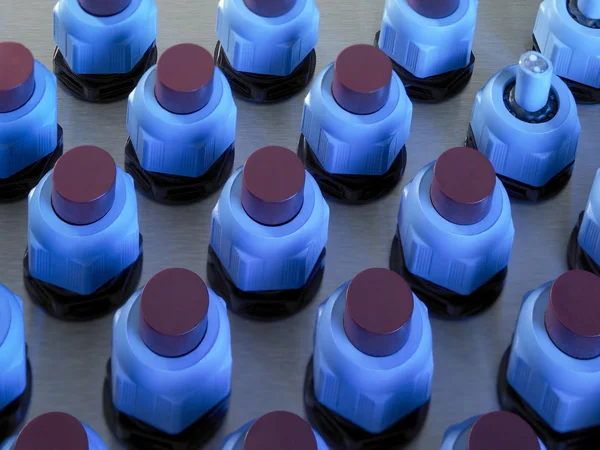 Blue illuminated electronics detail — Stock Photo, Image