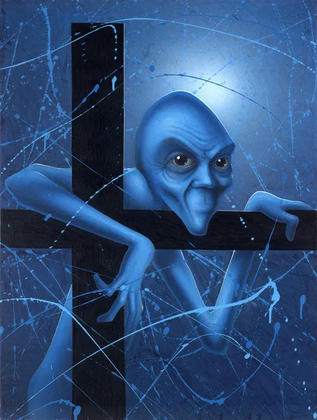 Mavi bir GNOME şüphe — Stok fotoğraf