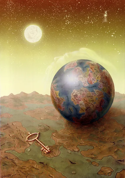 Visions with map and globe — Stock Photo, Image
