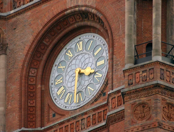 Clock at the Red Town Hall — Stock Photo, Image