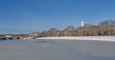 Cambridge scenery at winter time clipart