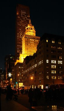 New York street scenery at night clipart