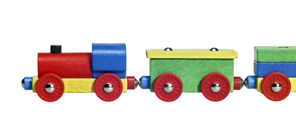 साइडवेज लकड़ी खिलौना ट्रेन — स्टॉक फ़ोटो, इमेज