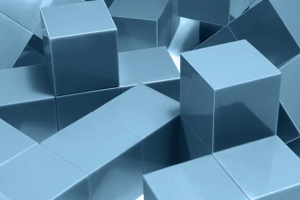 Blauwe kubieke objecten — Stockfoto
