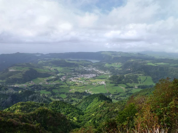 Luchtfoto landschap op de Azoren — Stockfoto