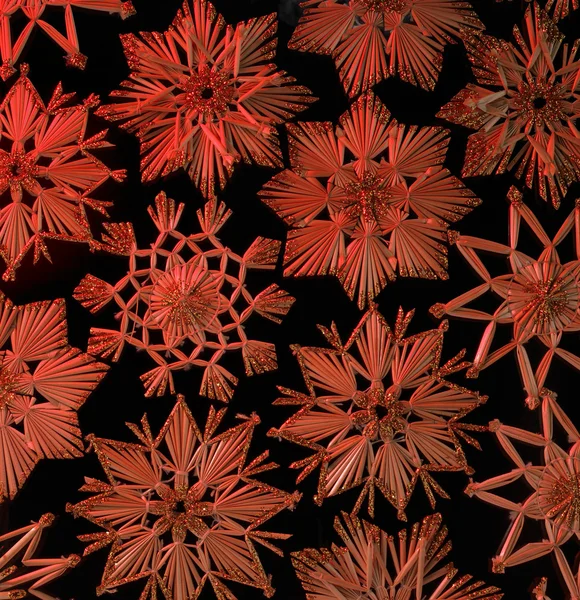 Kırmızı ışıklı saman star ornament — Stok fotoğraf