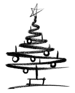 Christmas tree sketch clipart
