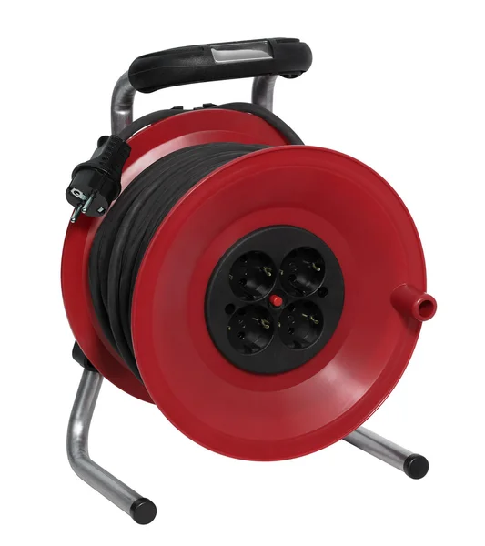 Red plastic cable reel — Stock Photo, Image