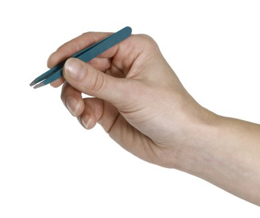 Hand and tweezers clipart