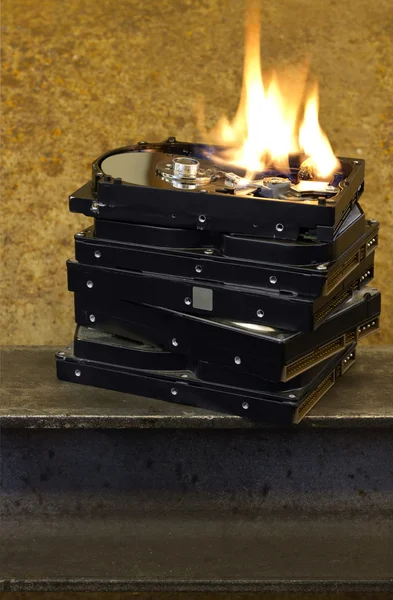 Burning hard disks — Stock Photo, Image