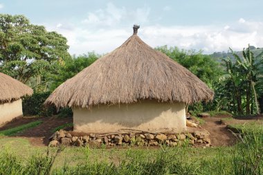 Traditional village near Rwenzori Mountains clipart