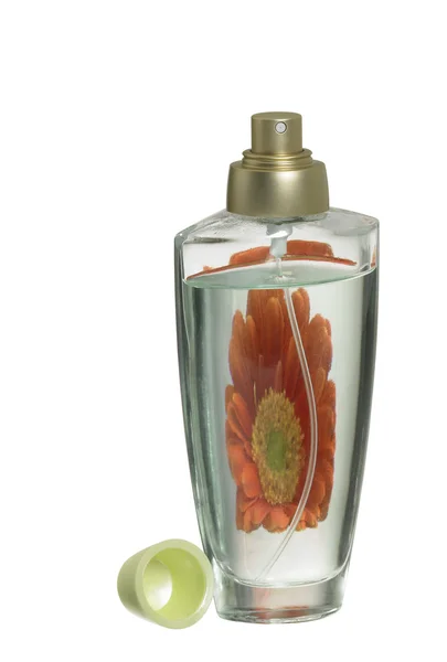 Parfémy láhev a květina — Stock fotografie