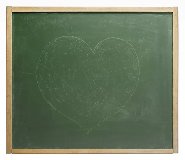 Blackboard with painted heart shape — Stock Photo, Image