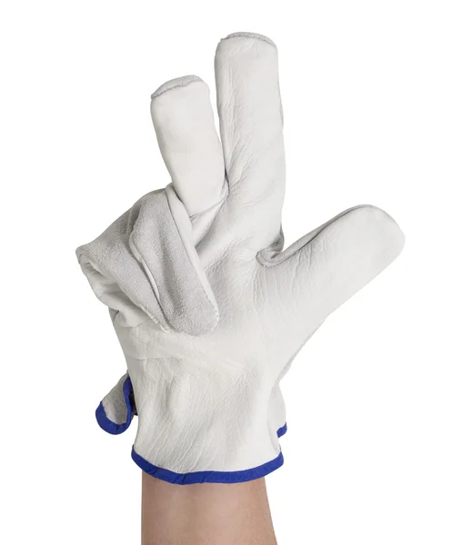 Signaling gloved hand — Stock Photo, Image