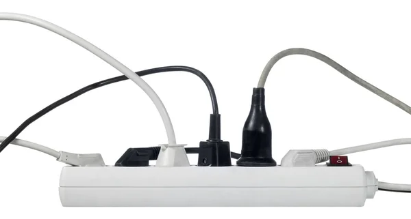 White multiple socket and plugs sideways — Stock Photo, Image