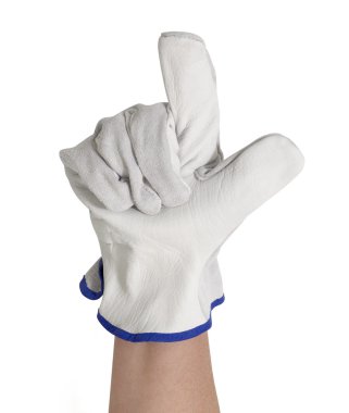 Gloved hand showing two fingers clipart