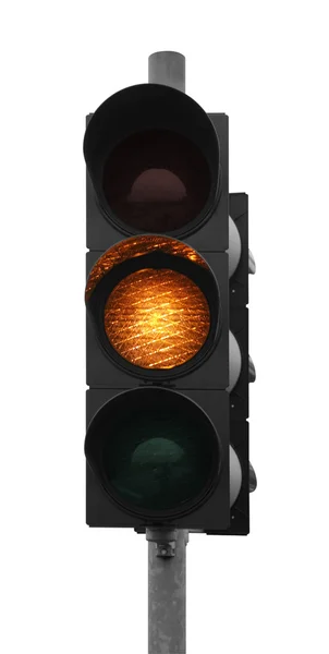 O semáforo mostra amarelo — Fotografia de Stock