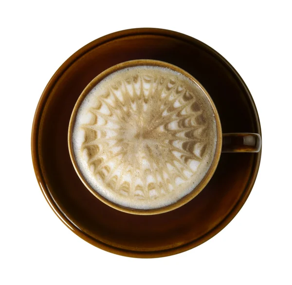 Mermer süt köpüğü ile kahverengi porselen fincan — Stok fotoğraf