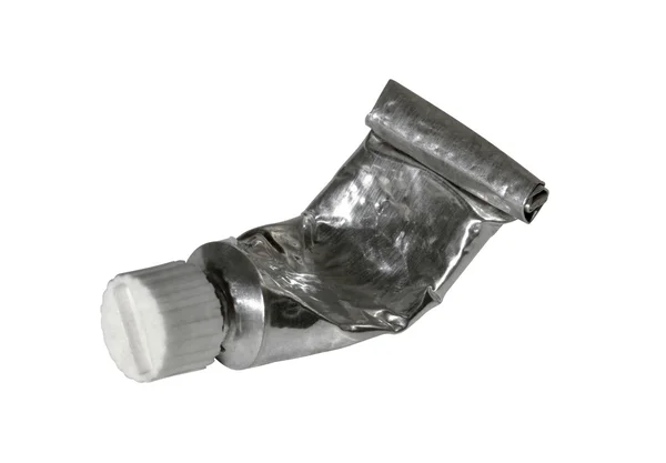 Fechado velho tubo de pintura metálica — Fotografia de Stock