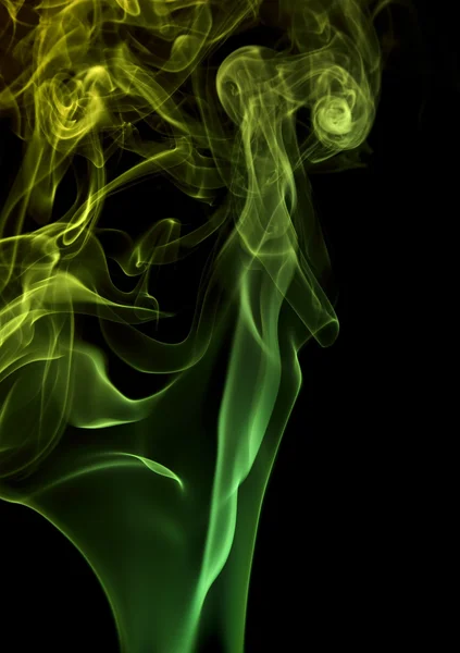Green smoke in black back — Stock Photo, Image