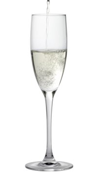 Champagne glass while filling clipart