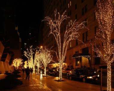 New York street scenery at Christmas time clipart