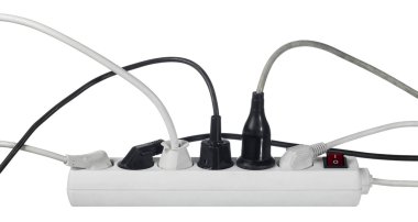 White multiple socket and plugs sideways clipart