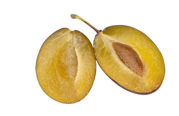 Halved sapful plum — Stock Photo, Image