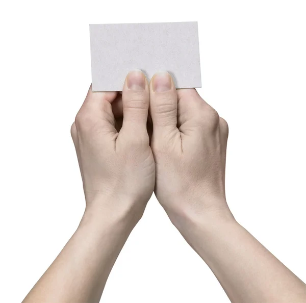 Hands holding a unlabeled card — Stock Photo, Image