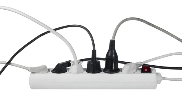 White multiple socket and plugs sideways — Stock Photo, Image