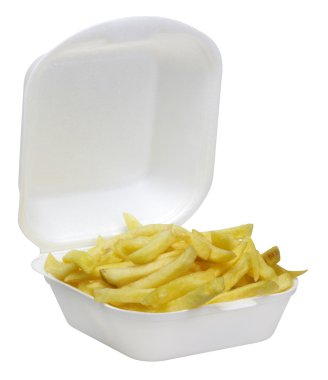 French fries in white plastic box clipart