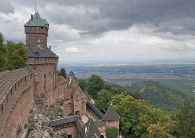 Haut-Koenigsbourg Castle in stormy ambiance clipart