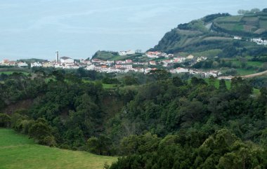 Coastal settlement at the Azores clipart