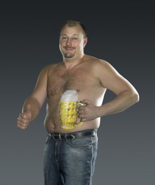 Man with painted beer belly clipart