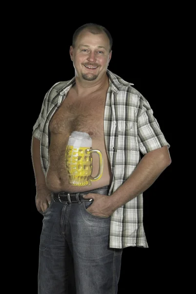 Bodypainted beer belly — Stock Photo, Image