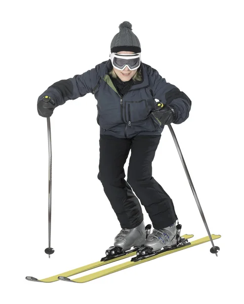 stock image Funny girl while skiing