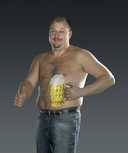 Muž s malovanými pivní mozol — Stock fotografie