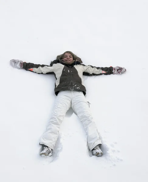 Girl having fun in the snow — Stock Photo, Image