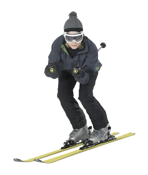 滑雪女孩白色背 — 图库照片