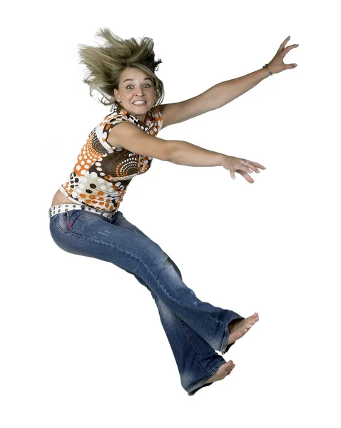 Crazy blond falling girl — Stock Photo, Image