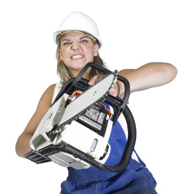 Aggressive weird chain saw girl clipart