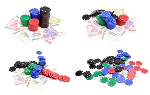 Poker chips en miljoenen dollars — Stockfoto